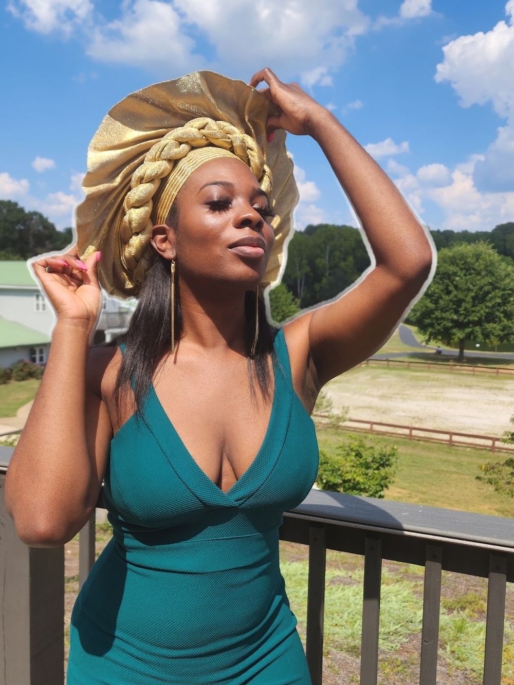 Gold Braided Gele Headwrap - Elegant Women Hair Accessory